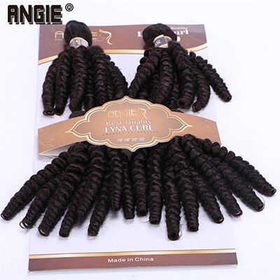 Angie Synthetische Funmi Krullend Haar Bundels 4 stks/pak 18 18 20 20 inches Hittebestendige Haar Weeft Pure Kleur 2 #: Default Title