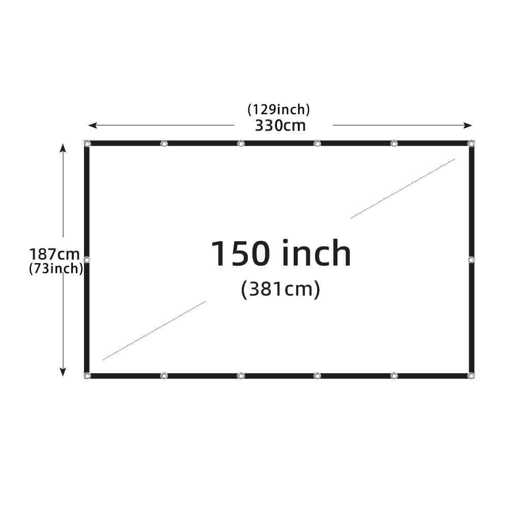 Pantalla de proyector plegable portátil para interiores y exteriores, pantalla de proyección suave de 60-200 pulgadas, alta densidad, blanca, menos pliegues, 16:9: 100 pulgadas