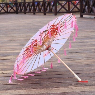 Seide Regenschirm regen frauen Tanz Stütze Cheongsam Geölt Papier Dach sonnenschirm guarda chuva paraguas mujer Hanfu quaste regenschirm: E