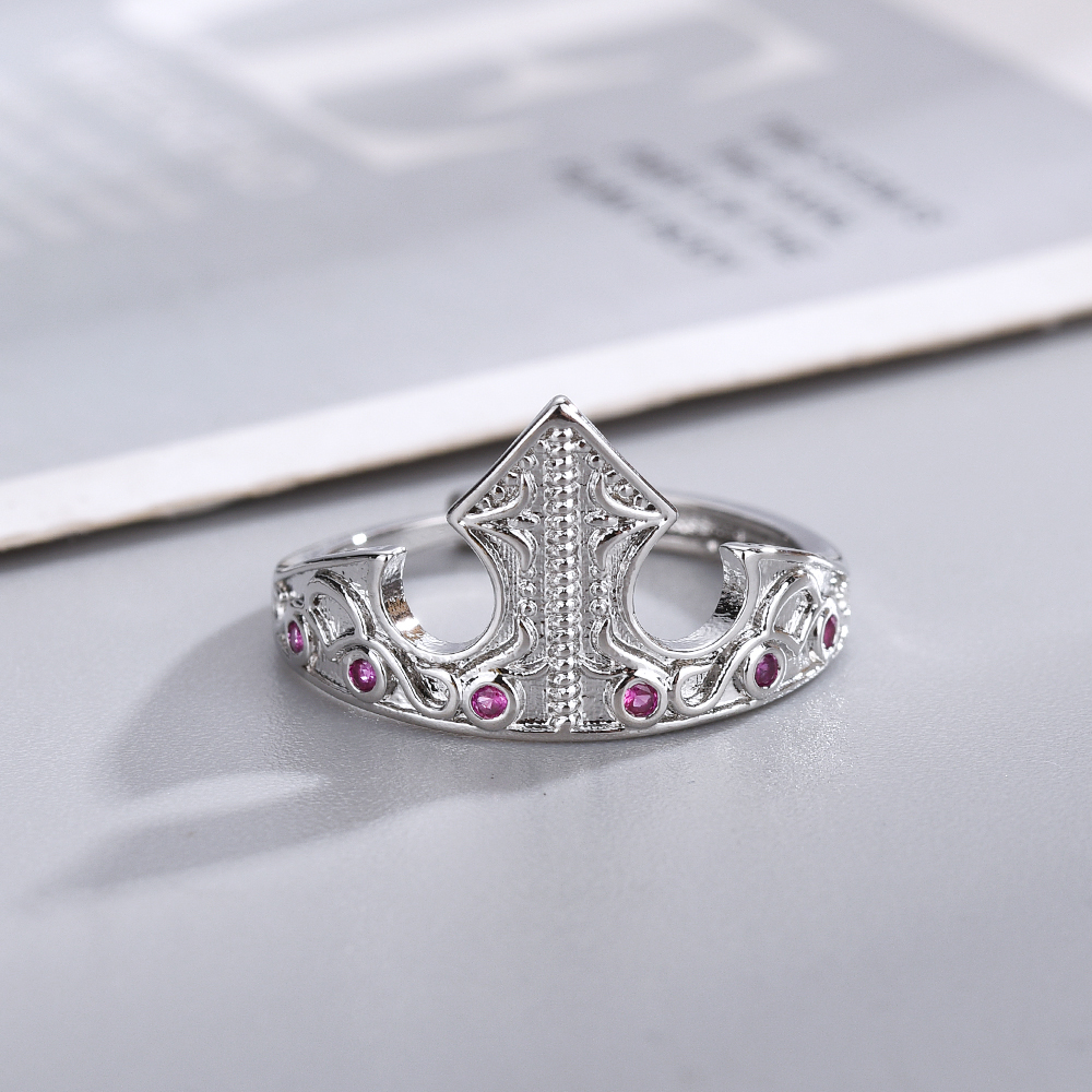 Anillo de Aurora De La Bella Durmiente para mujer y niña, accesorio de joyería de compromiso, chapado en oro, anillo de corona de princesa ajustable, para ella: Negro