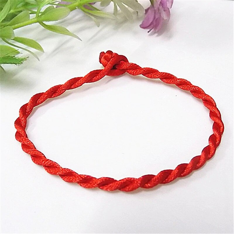 Pulseras de cuerda hechas a mano para hombre y mujer, 1 Uds., color rojo de la suerte, joyería para parejas