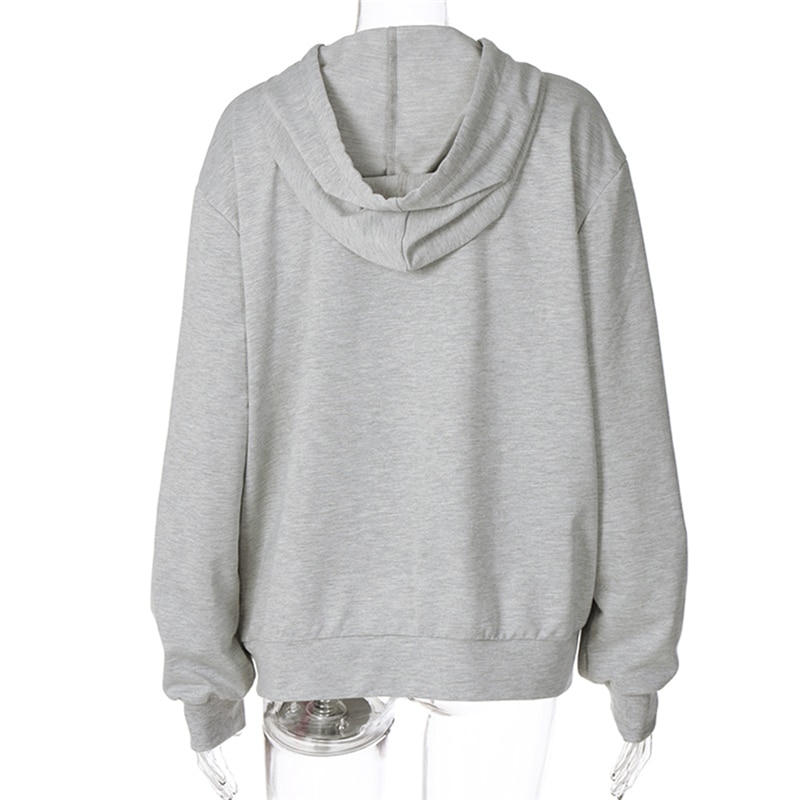 Damen Schmetterling Diamanten Hoodie Ourwear Mädchen Herbst Solide Langarm lässig Reißverschluss Jacke für Grau