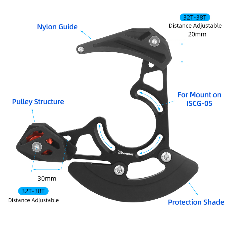 Guide de chaîne de vélo, capteur de chute, ISCG 03 ISCG 05 BB, support de vélo vtt, roue à chaîne 1 vitesse 32-38T, 1x système, plaque de protection de plateau