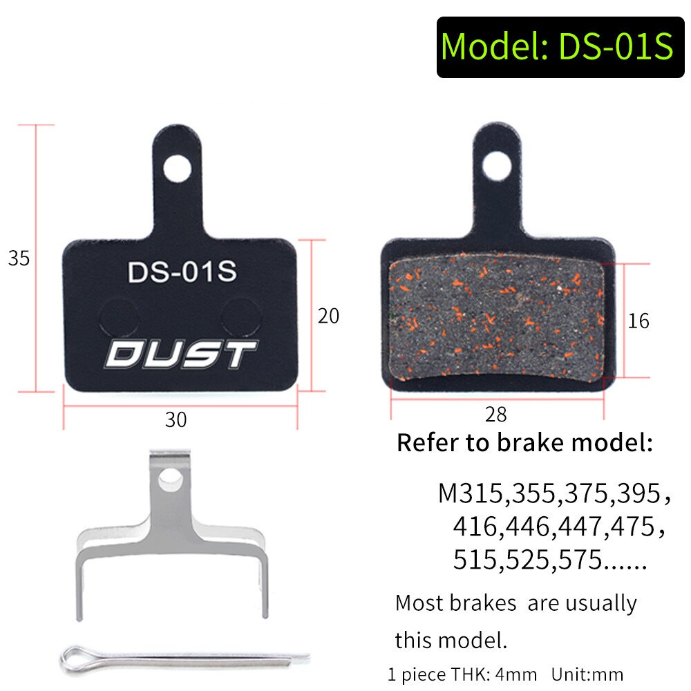 1 Pair MTB Mountain Bike Brake Pads for Shimano M445 355 395 Bicycle Parts Cycling Resin Organic Disc Road Brake Pads: DS-01