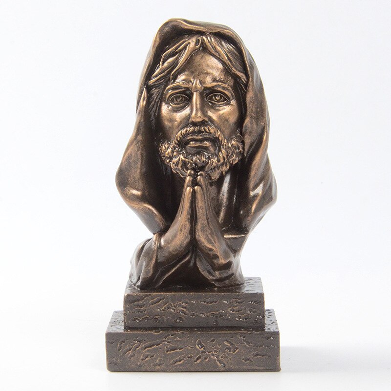 Estatua de Jesús de imitación de bronce, resina, Jesús, Cruz, iglesia, decoración del hogar, adornos de