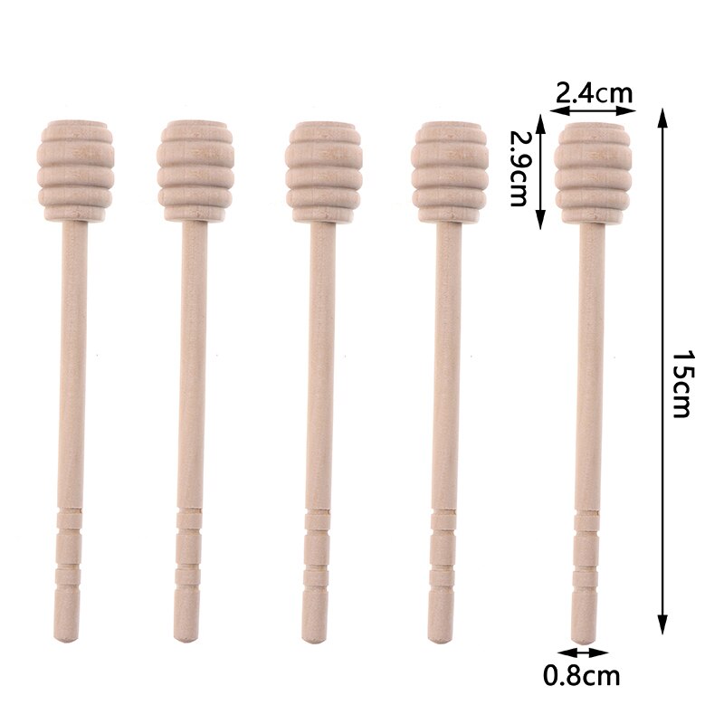 5 stuks mini houten honinglepel, honing roerstaafje voor honingpot, milieuvriendelijke lange steel mengstaaf, dessertgereedschap: Grijs
