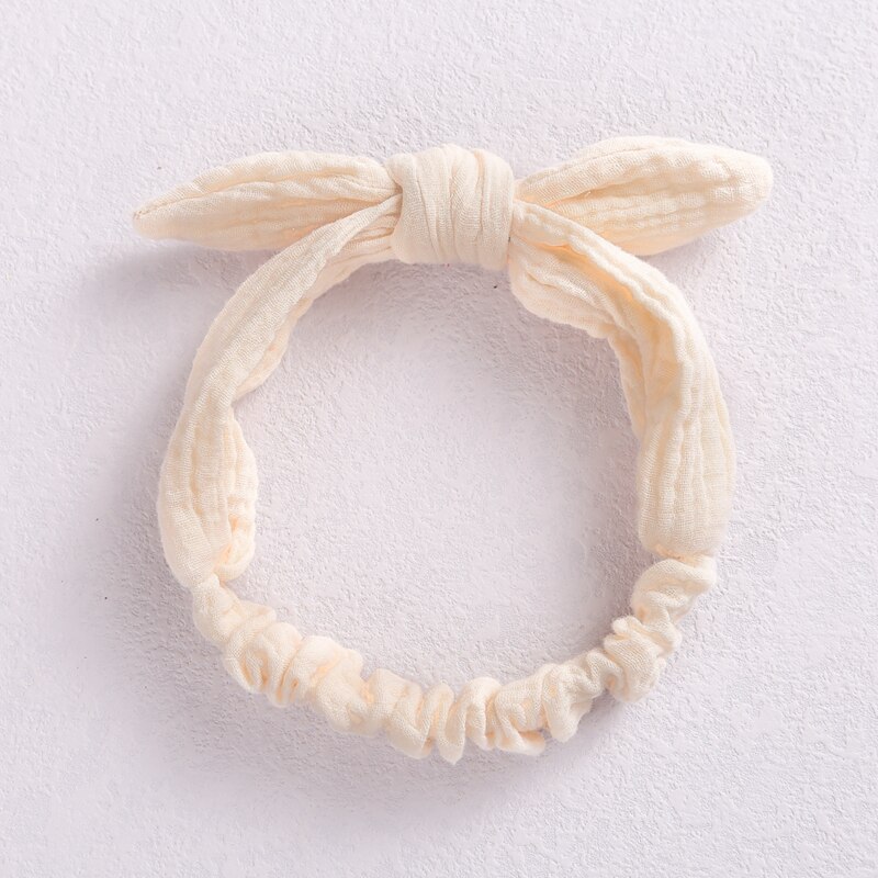Cintas elásticas para el pelo para bebé, diadema de lino y algodón para niña, accesorios para el cabello con nudo, turbante con orejas de conejo para niño pequeño, lazos de Playa suaves: 12