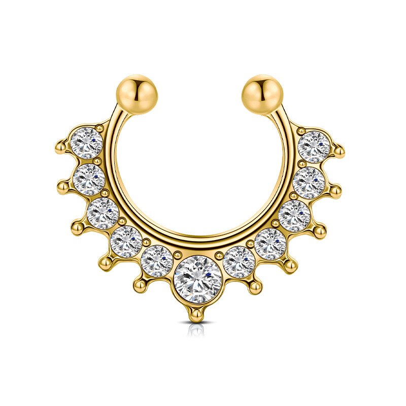 18G Faux Septum nez cerceau anneaux en acier inoxydable fausse lèvre oreille nez Septum anneau Non Piercing pince sur nez cerceau anneaux Piercing du corps: Cuivre antique plaqué