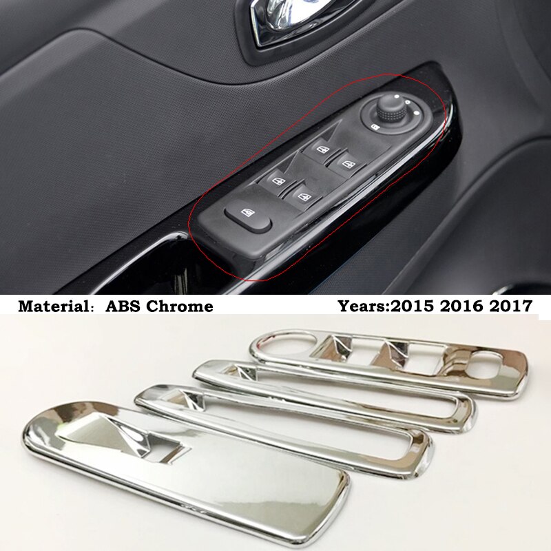 Abs chroom voor renault captur auto styling accessoires deur raam glas lift bedieningsschakelaar paneel afdekking trim: Glazen lift