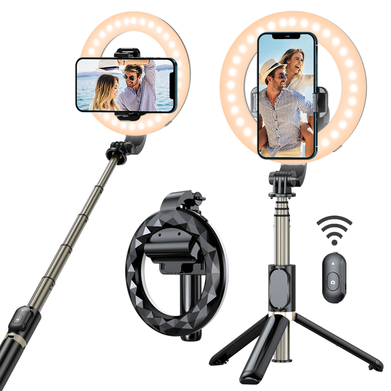Q07 Draagbare 6-inch statief Selfie Stick Opvouwbare telefoonstandaard Pensstabilisator Standhouder voor iOS Android mobiele telefoon