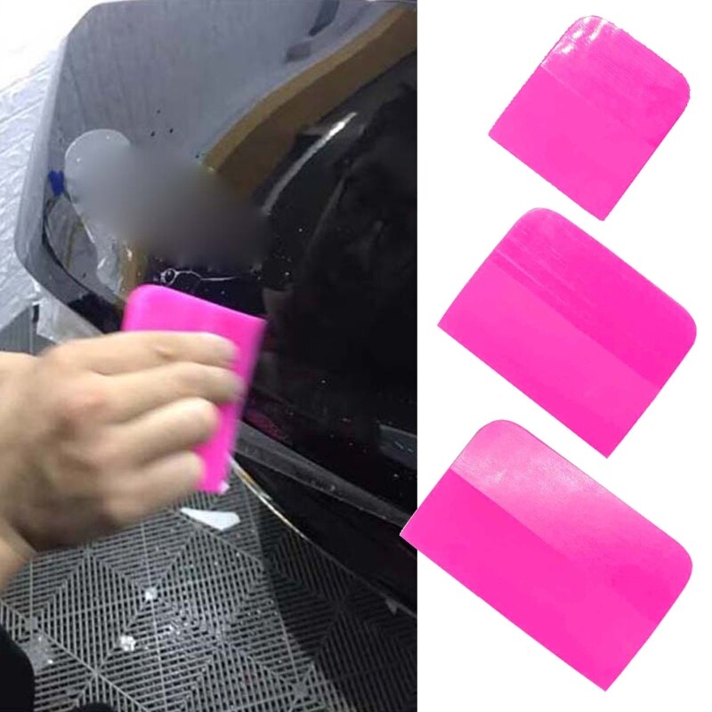 Pink Scraper Soft Rubber Car Window Squeegee Tint Tools Glass Water Wiper Vinyl Wrap Blade Auto Home Office Scraper