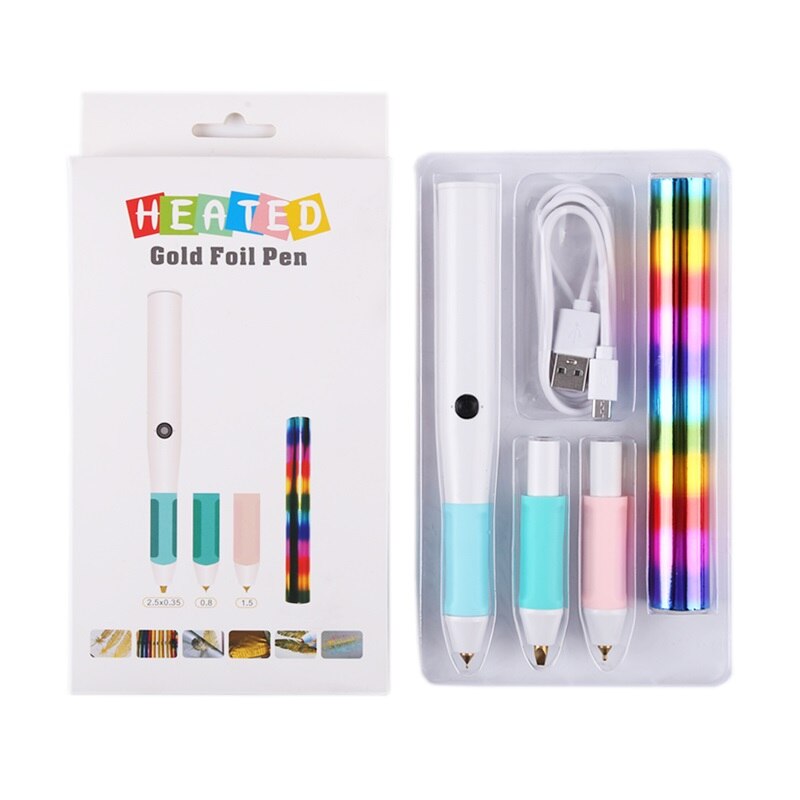 Stylo d&#39;estampage à chauffant avec tête Interchangeable, pour ajouter des Sentiments d&#39;écriture scintillante à vos projets,