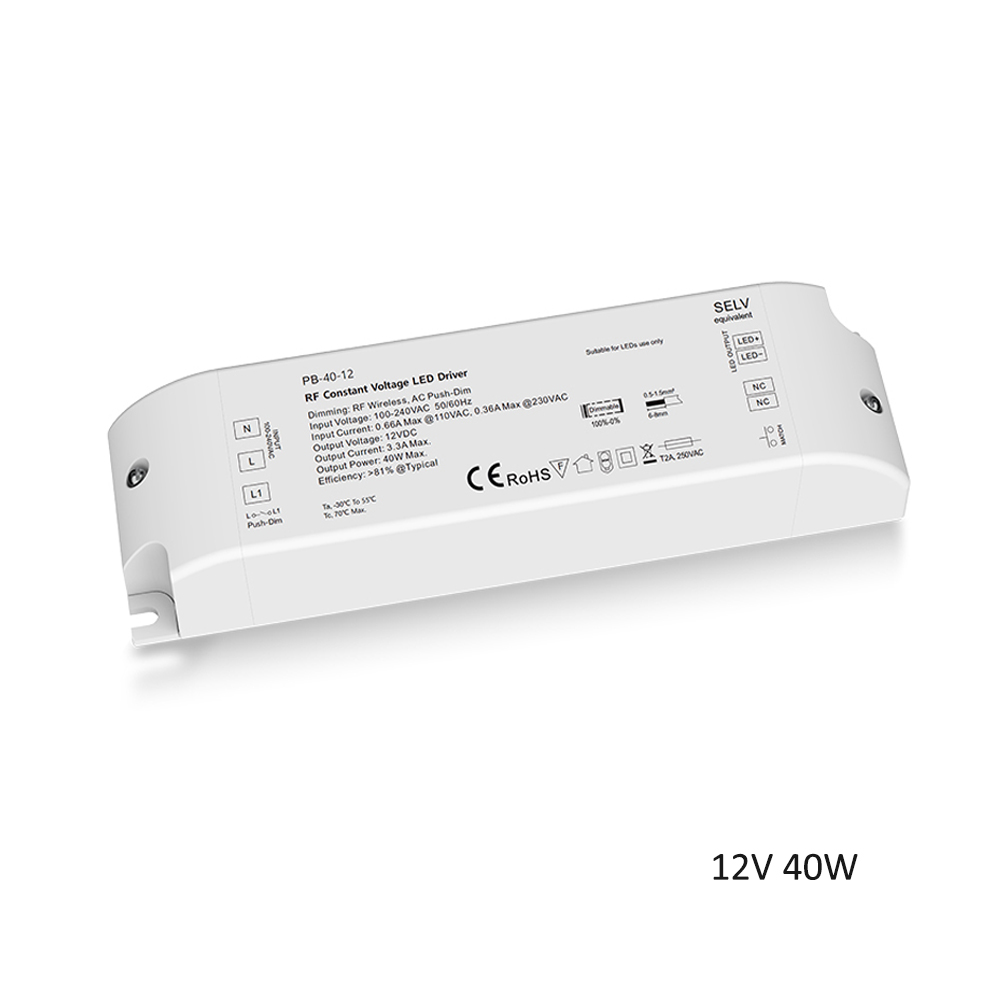 40w 75w rf led-driver med konstant spenning, dimbar, 12v 24v transformator, 2.4g x trådløs fjernkontroll, ensfarget led-stripe: Blå