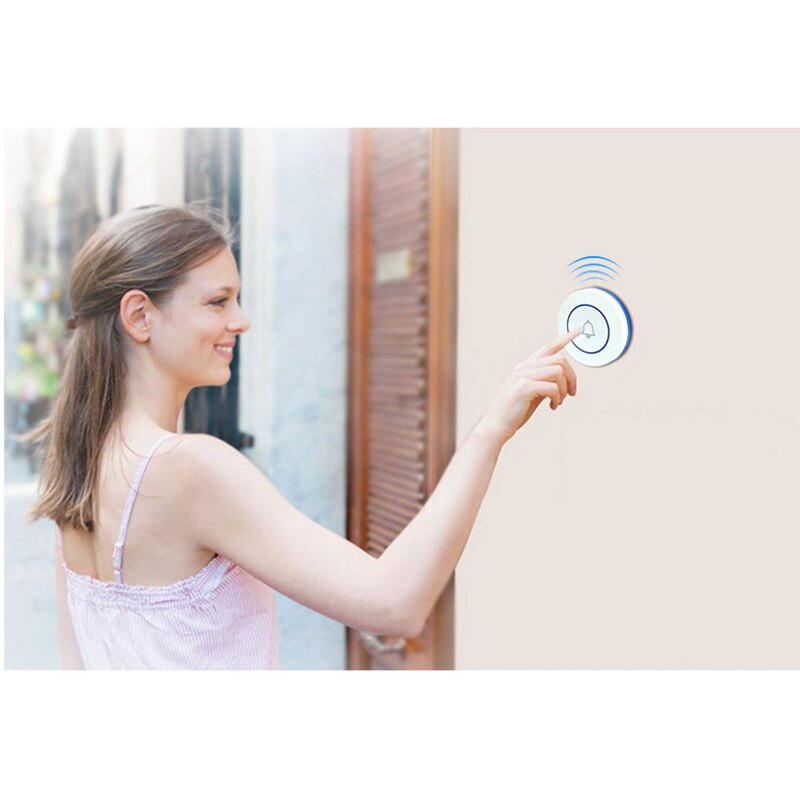 Wireless 43hz Doorbell Contact Button Home Security Welcome Smart Chimes Door Bell Alarm LED Light