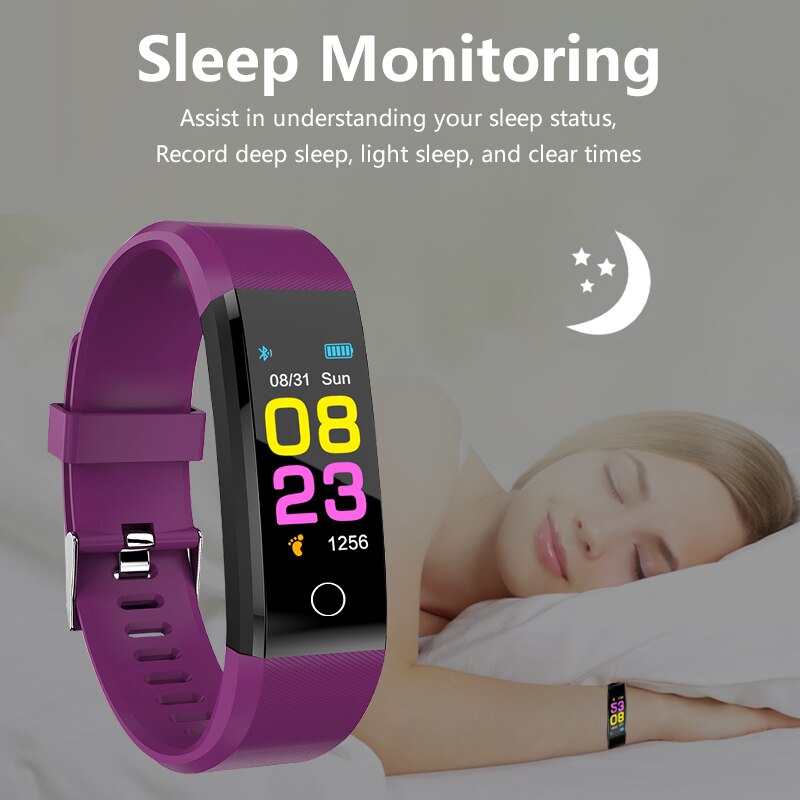 NEW115Plus Bracelet Heart Rate Blood Pressure Smart Band Fitness Tracker Smartband Bluetooth Wristband for fitbits Smart Watch