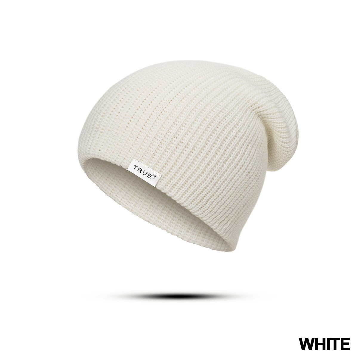 Urdiamond dames winter muts heren gebreide zachte muts effen kleur skullies mutsen warme jongens meisjes mutsen letter muts gorro: Wit