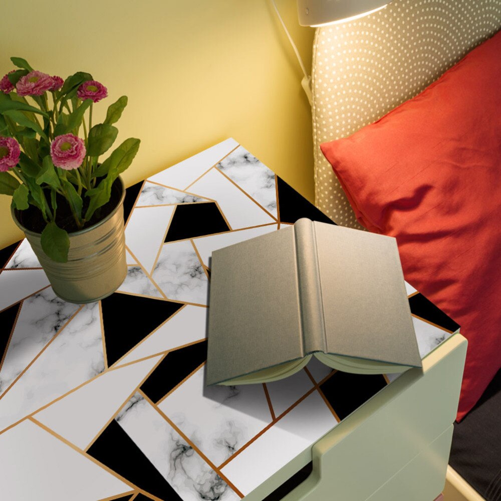 Abstract Crystal Block Tile Sticker PVC Waterproof Square Table Sticker Table Cloth Desktop Protective Film Desk Decals Covering