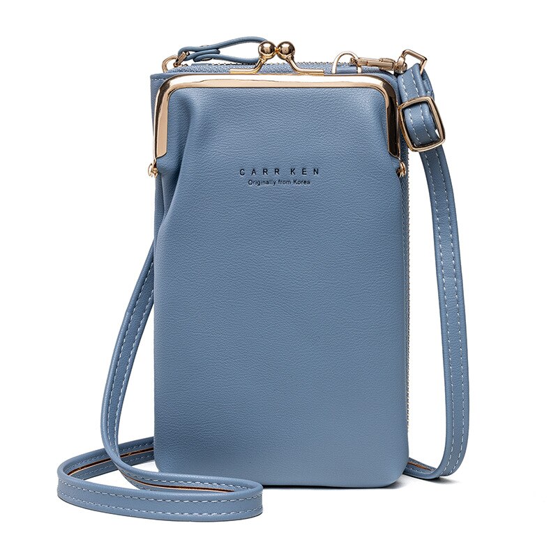Crossbody saco do telefone das mulheres couro do plutônio pequeno portátil bolsa de ombro senhora marca moda mensageiro sacos embreagem sólida aleta feminina: Azul