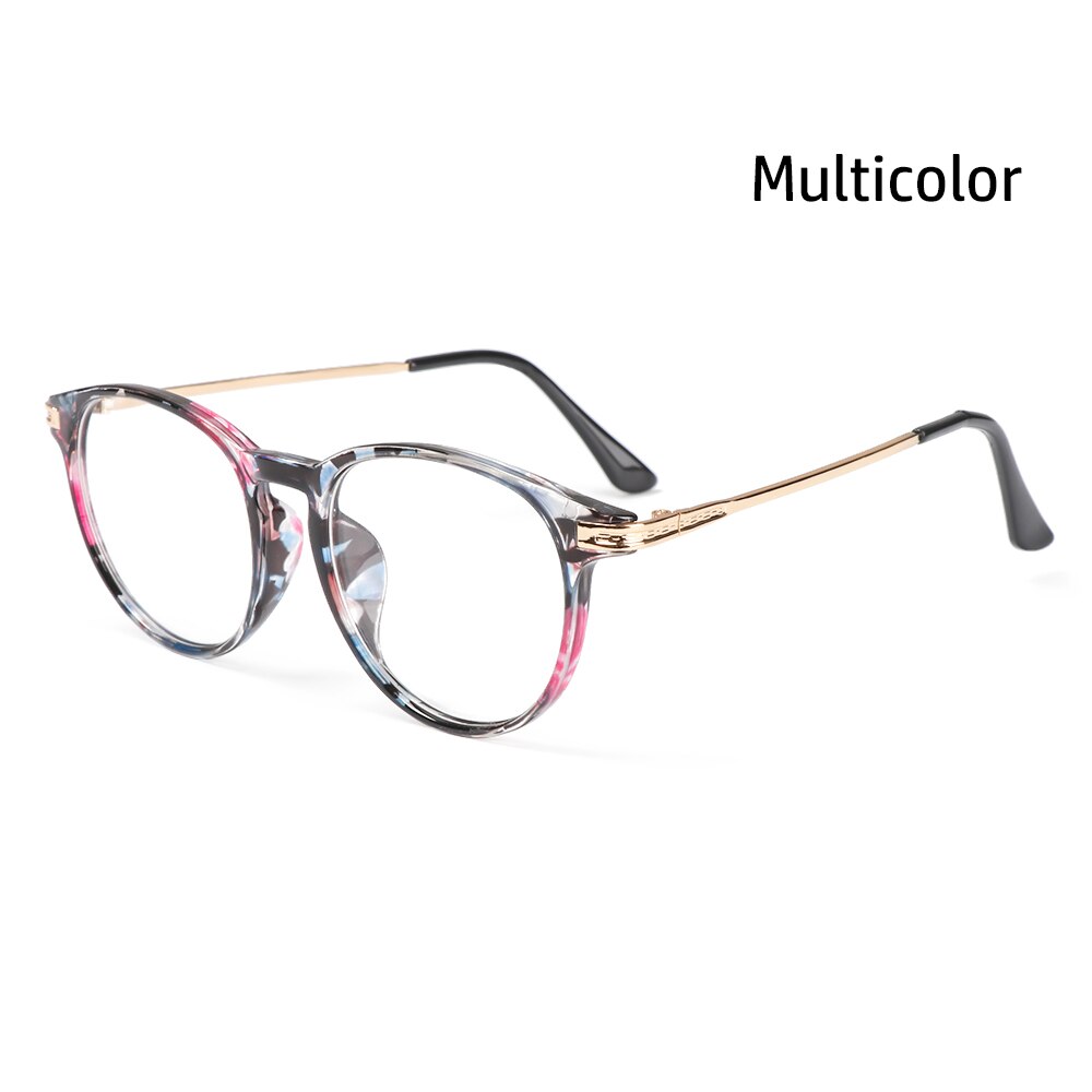 1pc optische brillen dames heren vintage ronde montuur metalen platte spiegel bril ultralichte flexibele bril: Type 1- veelkleurig