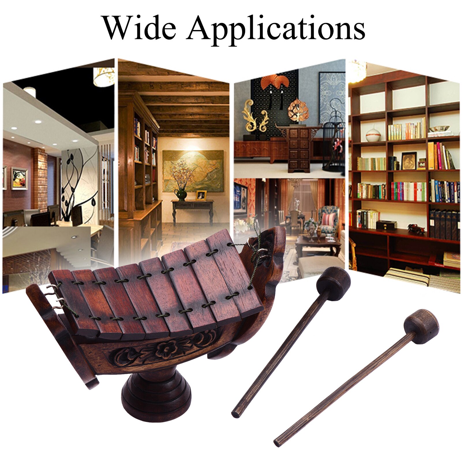 8 noter xylofon teak træ thai traditionel percussion musikinstrument kunst håndværk træ ornament til hjemmet med køller