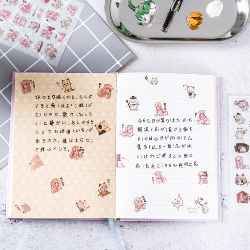 6sheets/pack/lot Korea Kawaii Doll Girl Paper Sticker Set Note Sticker Decoration Label Multifunction