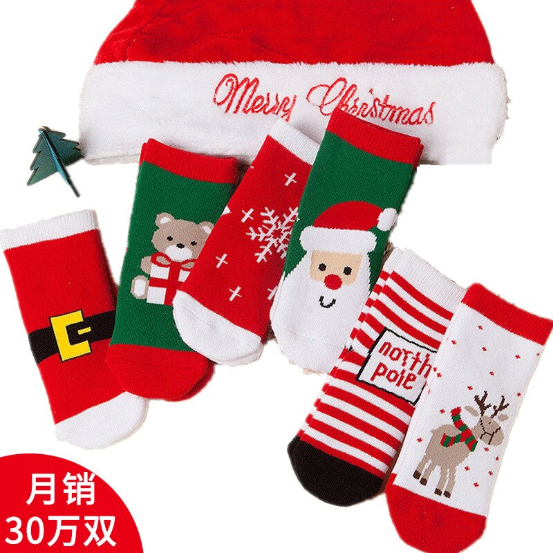 Kerst sokken verdikte in herfst en winter Baby Kerst sokken leuke cartoon Badstof kinderen sokken