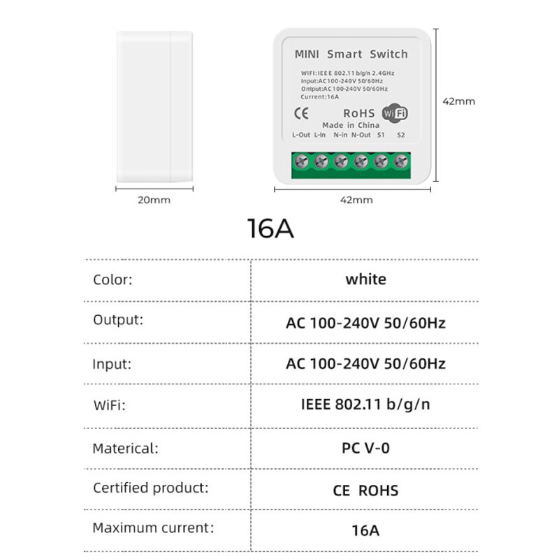 Smart WiFi Circuit Breaker Time Timer Relay Switch Smart Home House Voice Remote Control by Tuya App for Alexa Google Home