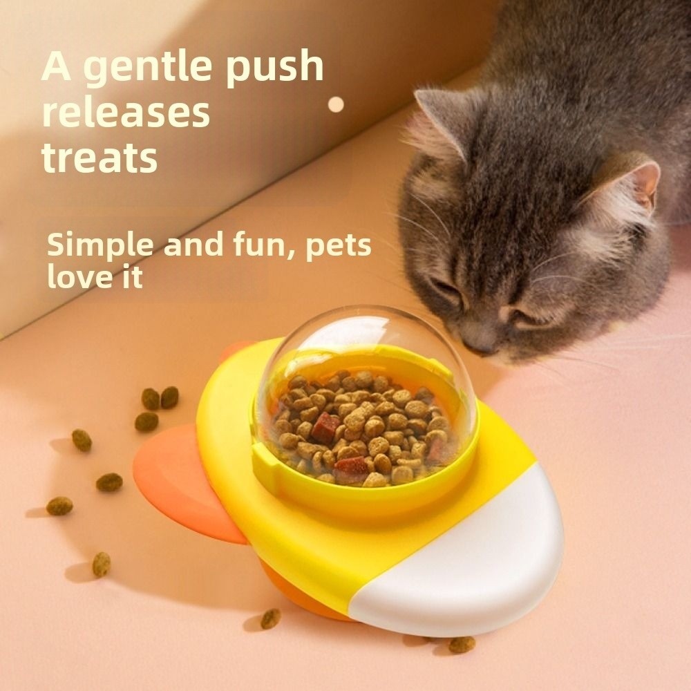Pet Automatische Rotatie Feeder Antislipbasis Verstelbaar gat Cat Treat Dispenser Transparant venster Multifunctioneel