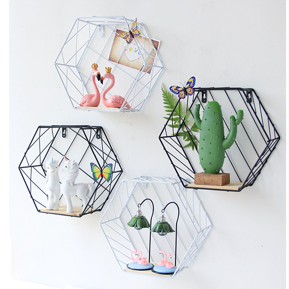Pentagon stil metalbord opbevaringskurv vogue chic nordisk vægmonteret skrivebord opbevaringskurv magasinpapir arrangør boligindretning