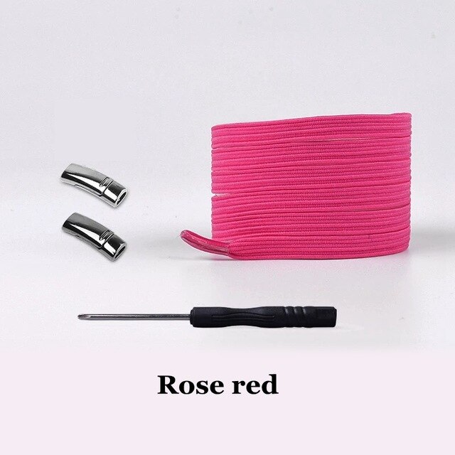 Cordones magnéticos de Metal para zapatillas Unisex, cordones elásticos de bloqueo para zapatos de adultos y niños, 2 uds.: 1 pair rose pink