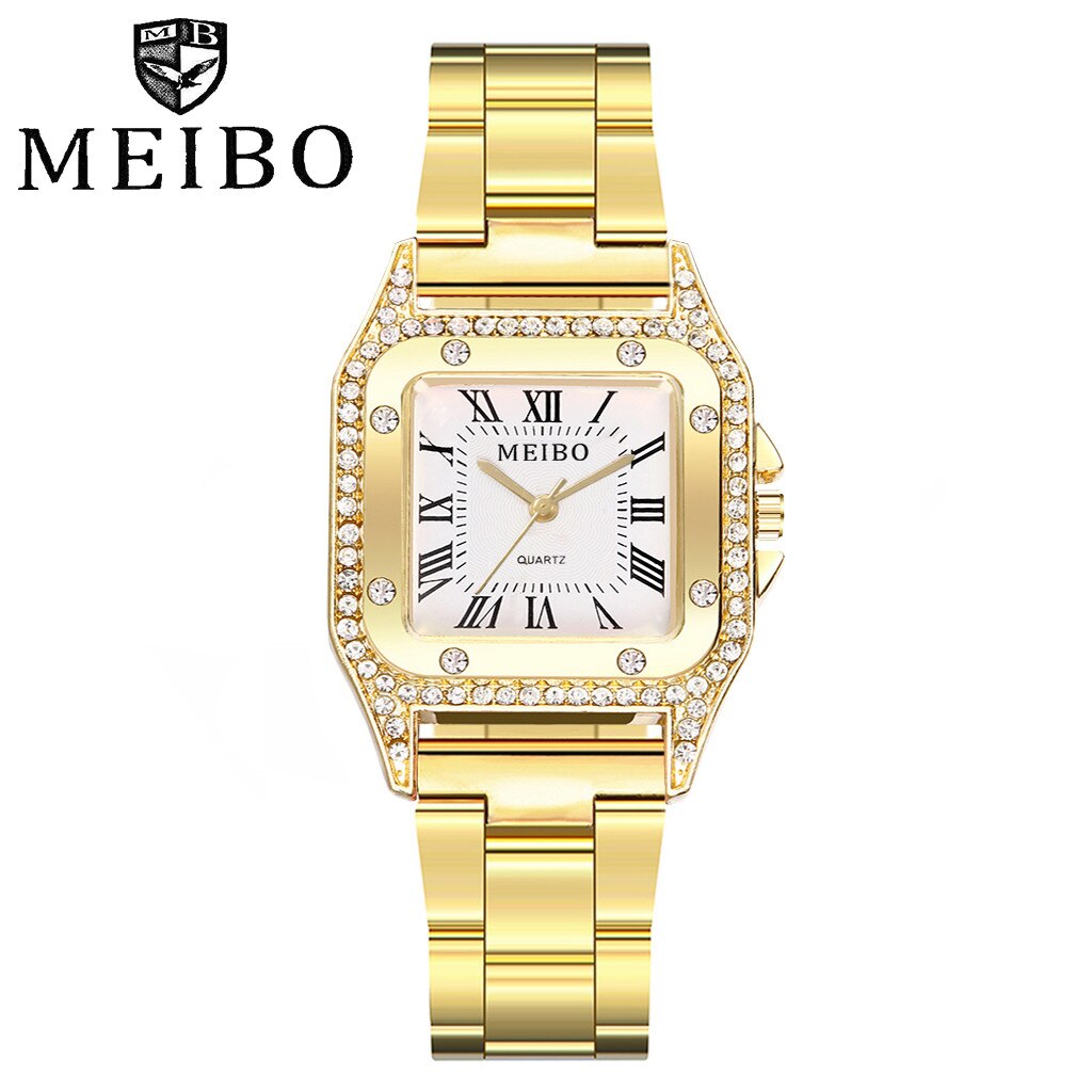 MEIBO minimaliste cadran carré en acier inoxydable avec montre à Quartz pour femmes