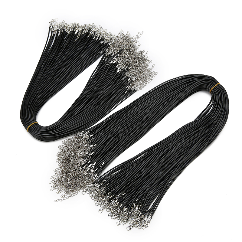 20 sztuk/partia okrągły Lobster klamrami przewód woskowany naszyjnik luzem średnica 1.5mm 2mm czarny koreański woskowane liny nici dla Diy two...