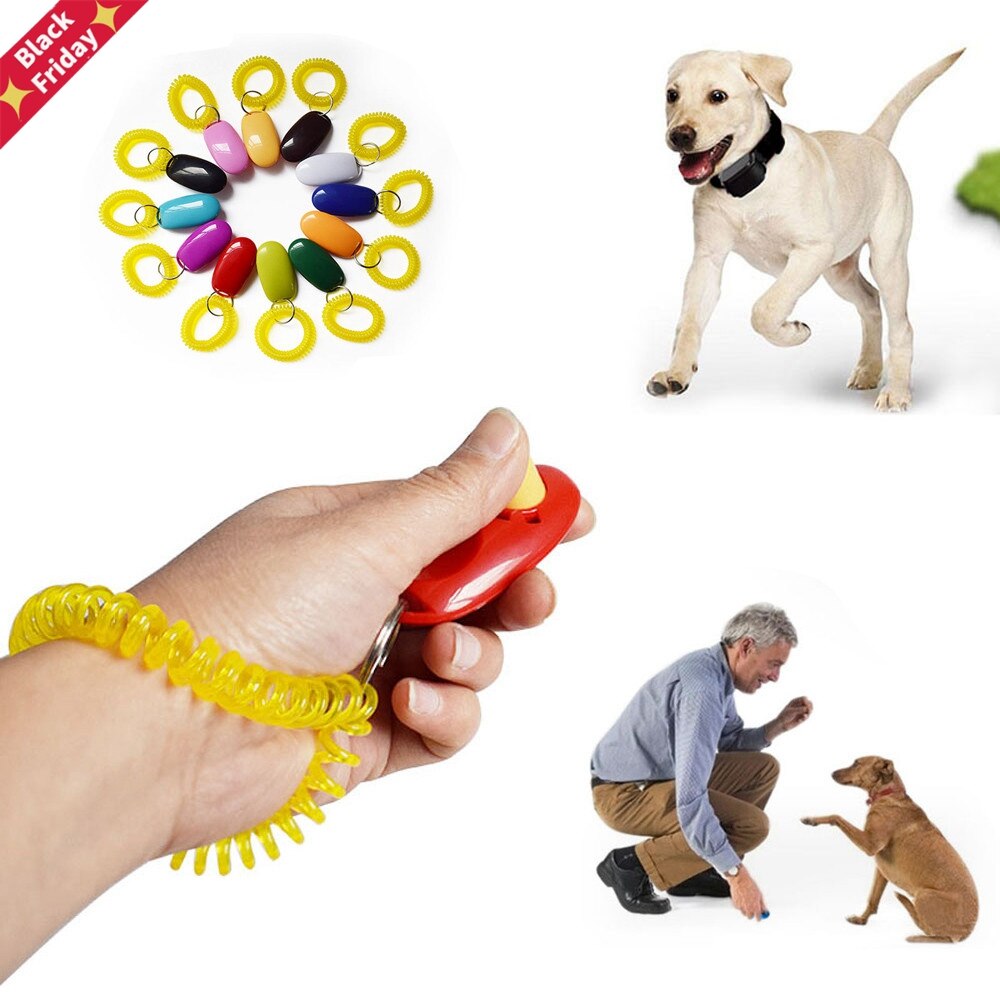 Portable Dog Button Clicker Sound Trainer Pet Training Tool Wrist Band Accessory