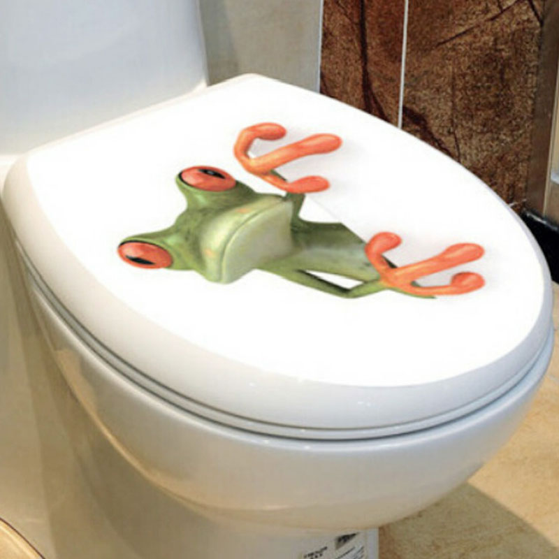 Vihreä sammakko seinätarrat irrotettava auto kylpyhuone wc-istuimen kannen kansi tarra ympäristötarra kodin sisustustarvikkeet 21*30cm: Default Title