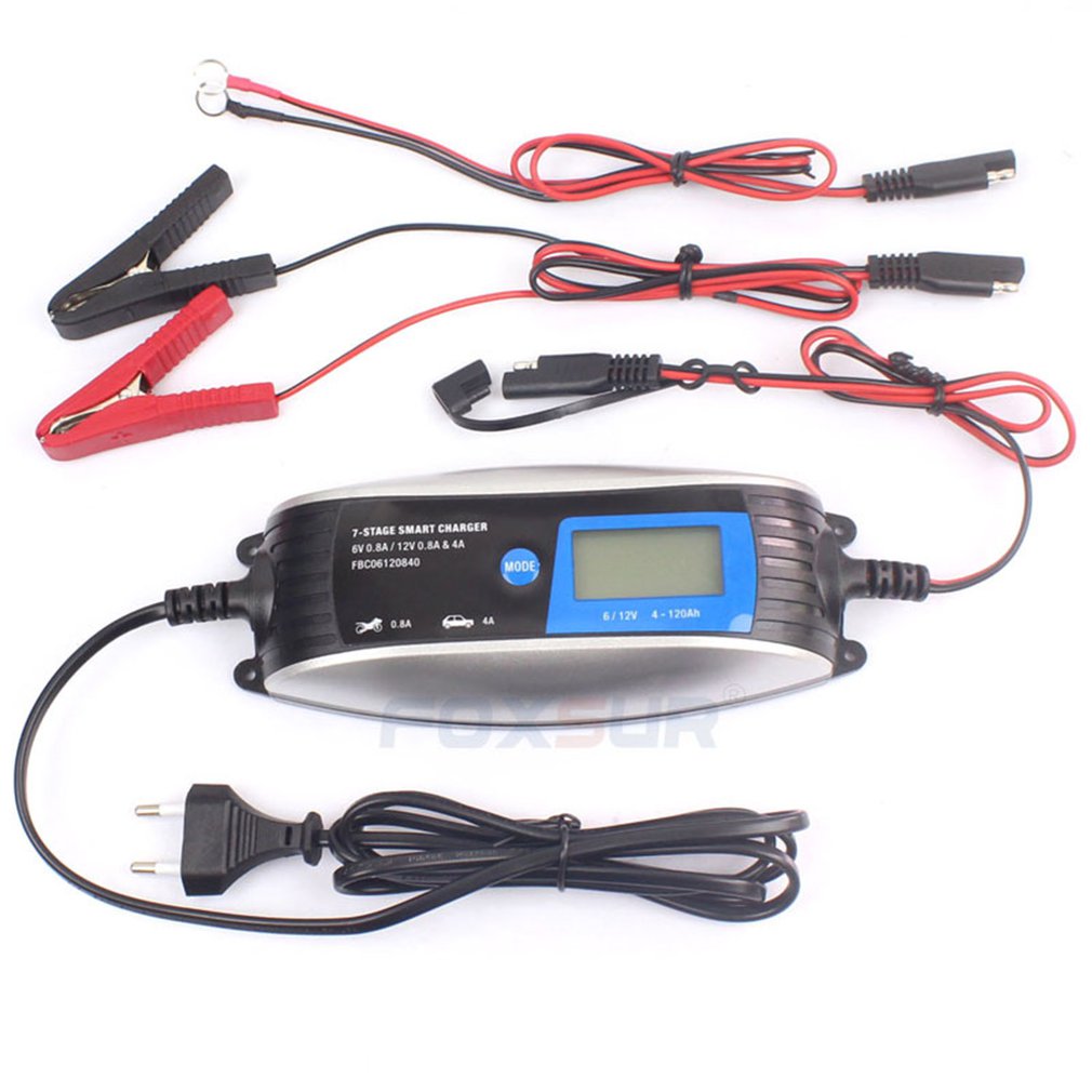 FOXSUR 6V 12V Motorcycle & Car Automatic Smart Waterproof Battery Charger EFB AGM GEL Pulse Repair Battery Charger: Default Title