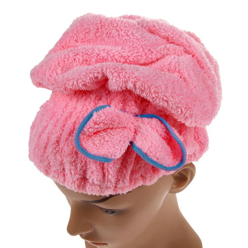 Hjem tekstil mikrofiber hår turban hurtigt tørt hår hat indpakket håndklæde bad: 1
