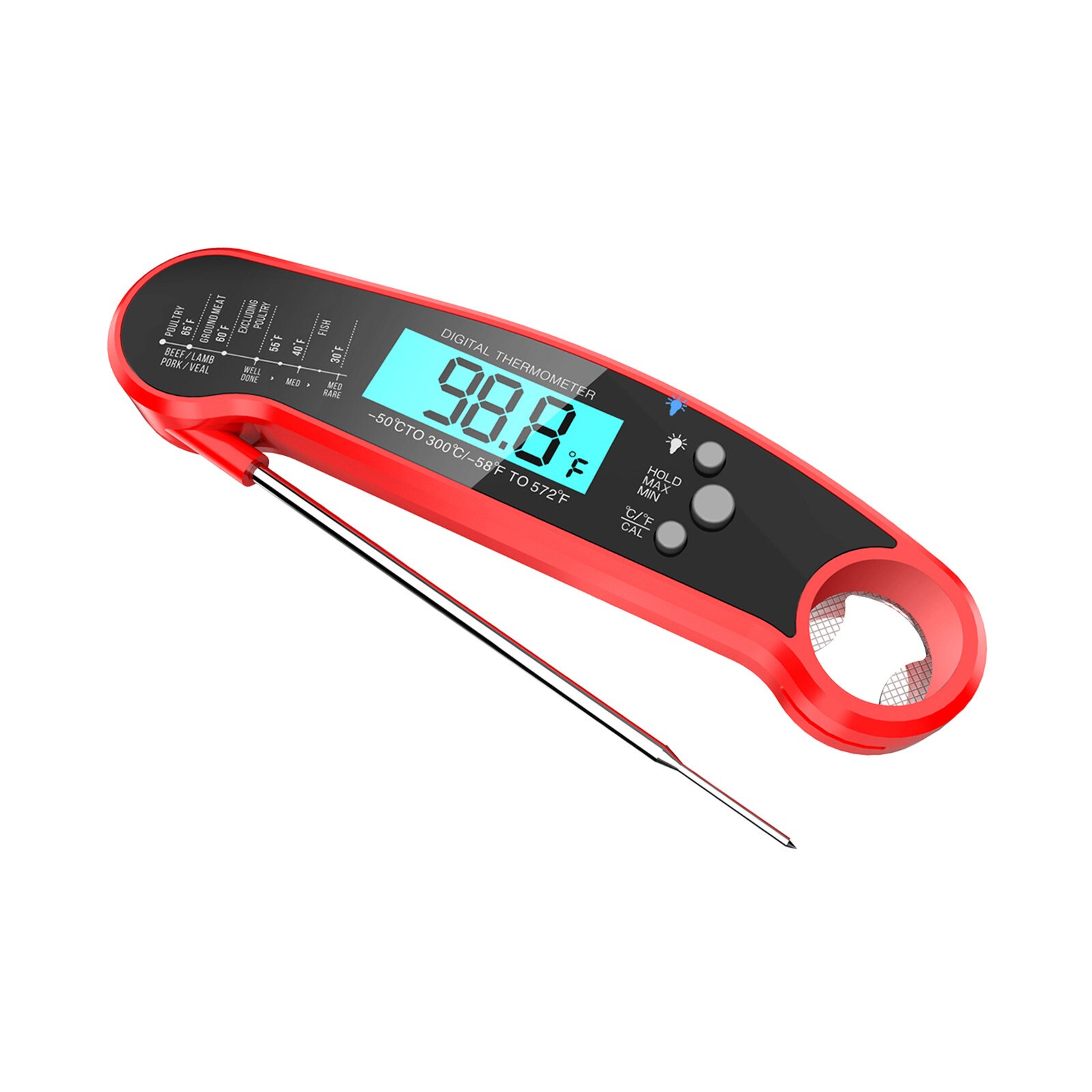 1pc digital meat thermometer with long probe food cooking kitchen barbecue milk thermometer liquid oven meter temperature sensor: F