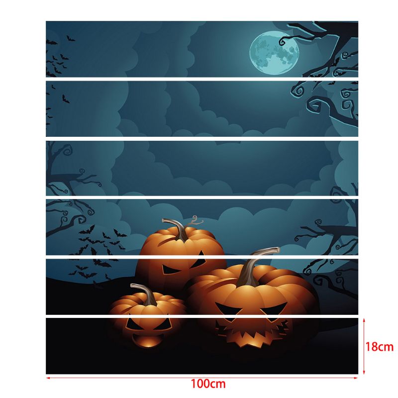 6 Stks/set Halloween Maan Pompoen Hoofd Trap Sticker Verwijderbare Trap Sticker