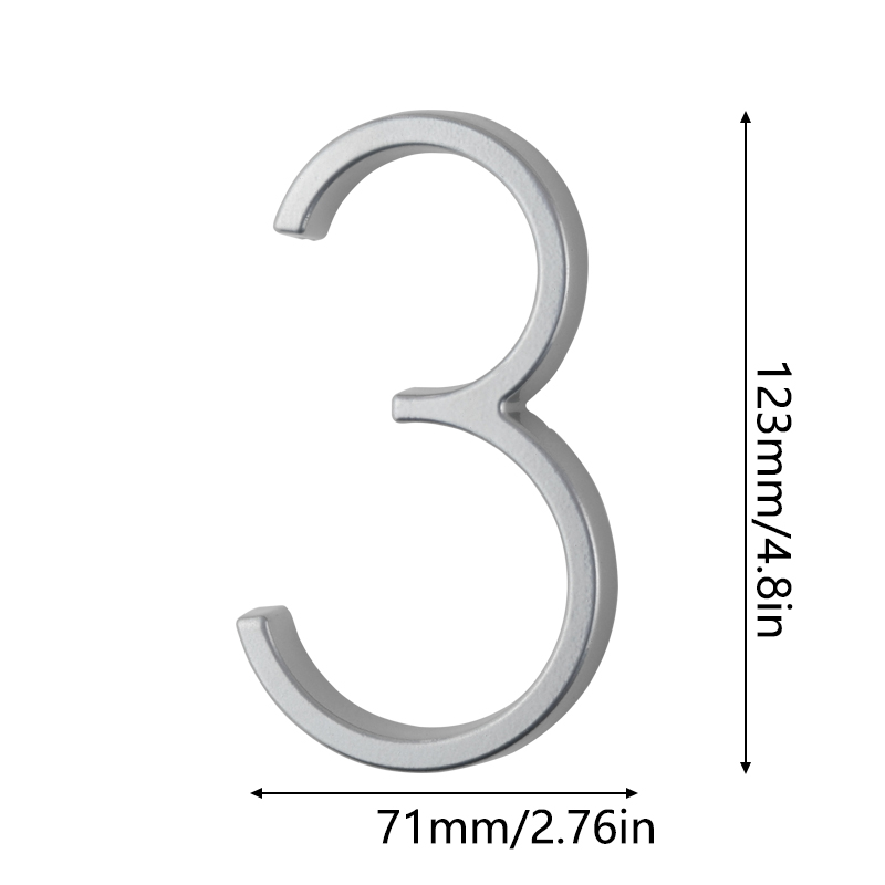 House Number 125mm Floating Address Stone Letters Door Alphabet Numeros Casa Exterior Outdoor 4,87 in.Black Door Number: Number 3
