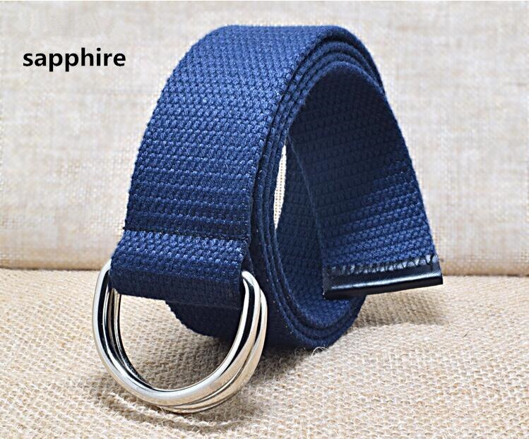 Buitensport casual canvas riem dubbele ringen gesp casual unisex casual canvas tailleband luxe merk: Saffier