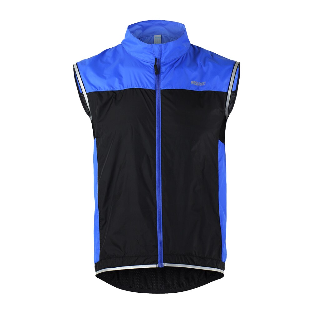 Arsuxeo sykkeljakke for menn vindtett varm sykkelvest ermeløs mtb sykkel sykkeljakke vest polyester sykkelvest: Blå / L
