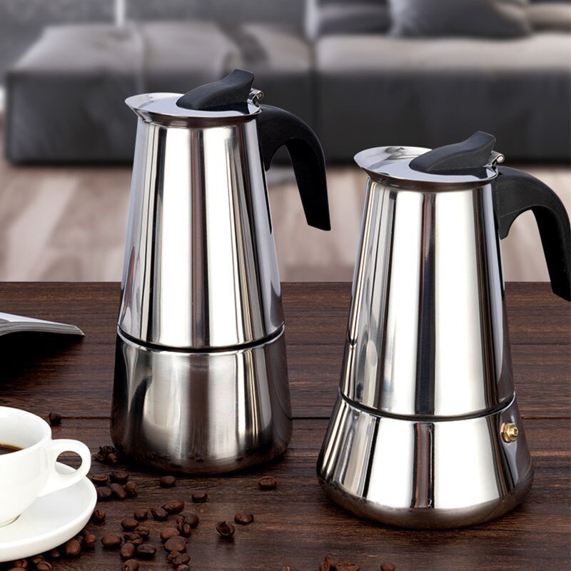 Roestvrij Staal Koffie Pot Mokka Espresso Latte Percolator Stove Koffiezetapparaat Pot Percolator Drinken Tool Koffiekan Latte Kookplaat