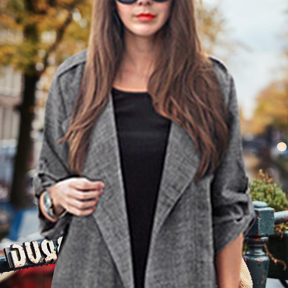Mid-length Coat Casual Windbreaker For Autumn And Winter Spring Long Trench Coat Gray Warm Loose Plus Size Windbreaker