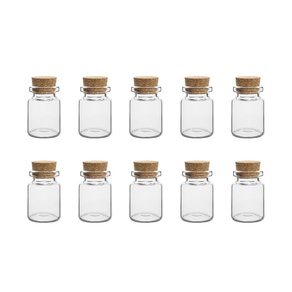 Mini botellas de vidrio con tapones de corcho, de deseos transparentes, curación, deriva de la suerte, decoración de tarros pequeños vacíos, 10 Uds.: Color zafiro profundo