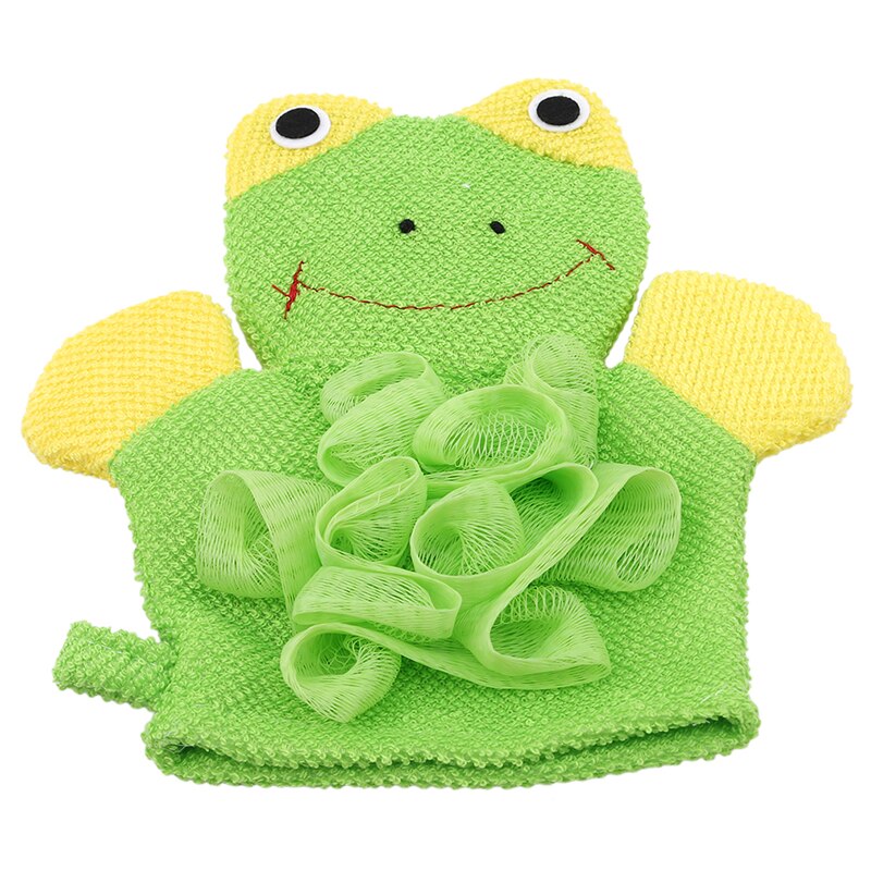 Cartoon Dier Bad Handschoenen Zachte Geen Pijn Huid Leuke Baby Bad Bloem Voor Body Wisp Droog Brush Peeling Reinigingsapparatuur: green