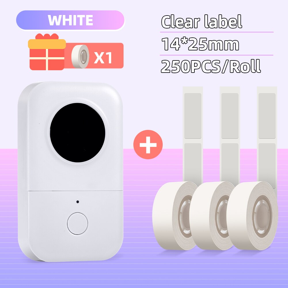 Phomemo D30 Wireless Pocket Label Maker Free App Compatible with IOS + Android 203dpi Clear Printing for Home and Work Labeling: D30 3 Clear Label L