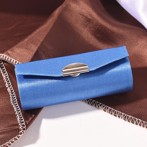 Leppestift etui retro brodert holder blomst med speil smykker emballasje boks tilfeldig farge: Blå