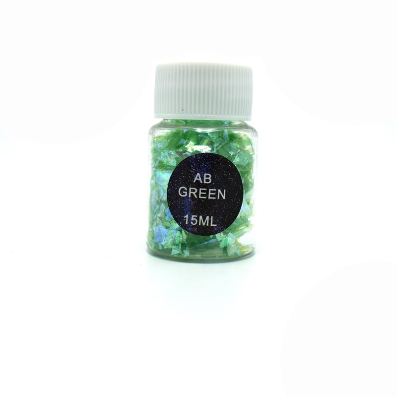 15ml 14 colores piezas rotas de azúcar Material de desechos parpadeantes epoxi uv resina molde hacer joyería relleno para joyería DIY: green