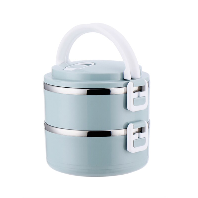 Protable Lunch Box Stainless Steel Bento Boxes Multilayer Lunch Box For Kid Office Workers Microwave Food Container Tableware: 2Layer-Blue