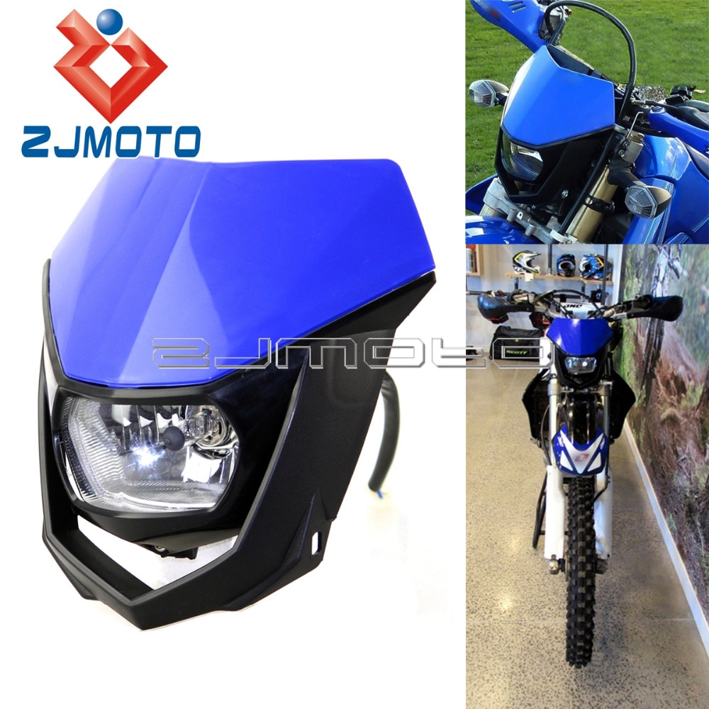 ZJMOTO H4 35W Scheinwerfer Verkleidung Blau Off Road Motorrad Scheinwerfer Enduro Scheinwerfer Streetfighter Für Yamaha YZ YZF WR WRF DT XT